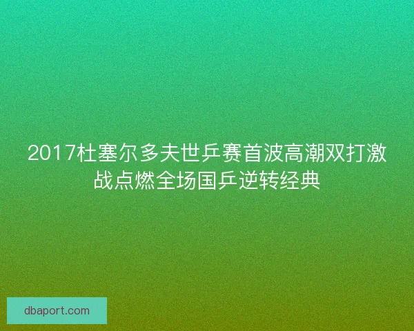 2017杜塞尔多夫世乒赛首波高潮双打激战点燃全场国乒逆转经典